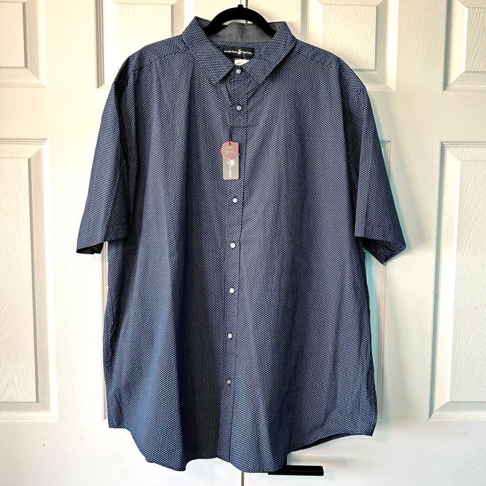 Beverly Hills Polo Club Shirt Mens 3XLB Blue Short Sleeve Casual Button Up NEW